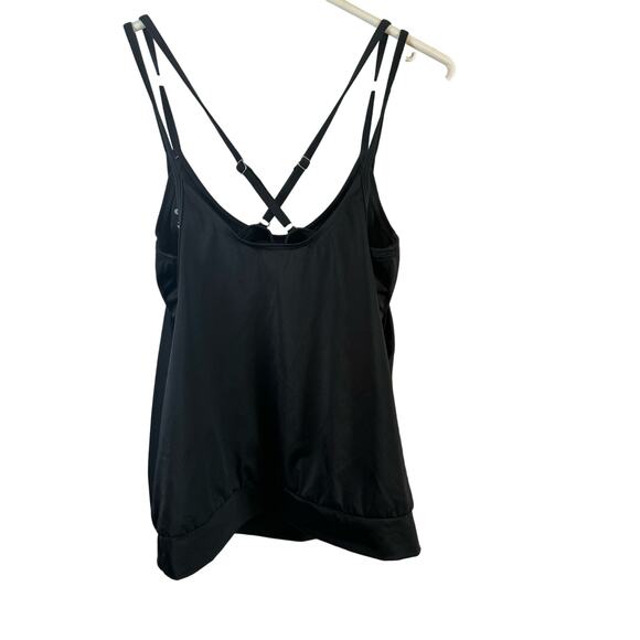 Athelta Black 36 B/C Built in Bra Strap Tank Work Out Swim Top Slimming Babydoll - Picture 3 of 10